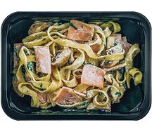 Феттуччине с ветчиной и грибами