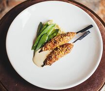 Кебаб из цыплёнка с картофельным кремом