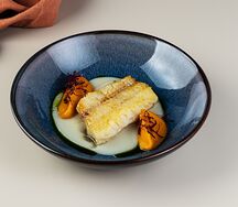 Спинка трески с пюре из батата