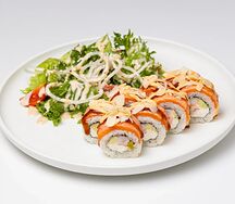 Ролл Сакура с лососем и креветкой New