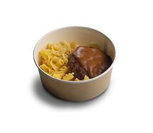 Бифштекс с макаронами