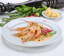 Креветки в соусе зеленый перец