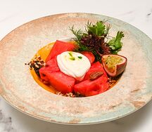 Салат с арбузом и муссом из феты