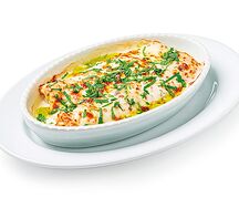Запечённые блины с курицей и грибами