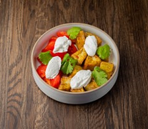 Баклажан, томат, сыр шевр