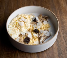 Бефстроганов из телятины, птитим и сморчки