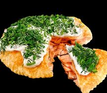 Чебурек-пирог с красной рыбой