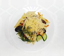 Пенне с грибами и овощами