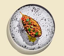 Теплый баклажан на подушке из феты