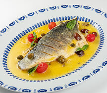 Средиземноморский сибас в соусе бер монте с узбекскими томатами