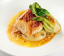 Мурманская треска с грибами и топинамбуром