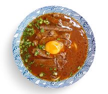 Лапша удон со стейком рибай и бульоном