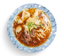 Вонтон удон с мраморной говядиной и бульоном