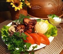 Шашлык куриный с белым соусом