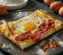Блин с яйцом и беконом