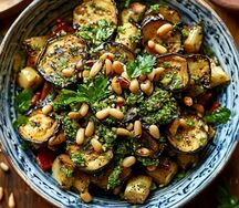 Салат из баклажанов с песто и кедровым орехом Insalata di melanzane