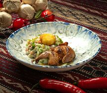 Салат оливье с перепелкой