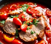 Томленая с овощами свинина