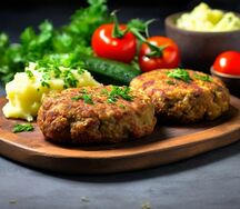 Котлеты из индейки с пюре.