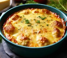 Пельмешки домашние запеченные под сыром