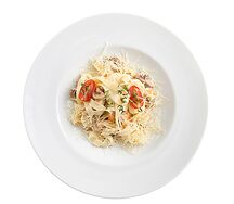 Паста с курой и грибами