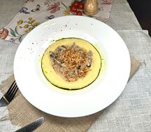Бефстроганов с картофельным пюре