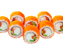 Ролл с тигровой креветкой и лососем