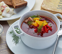 Борщ по-купечески с говядиной