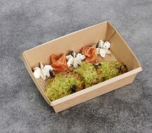 Оладьи из кабачков с лососем и землей из маслин