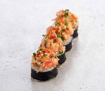 Запеченный ролл с лососем и крабом (4 шт)