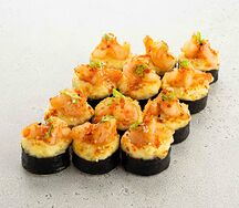 Запеченный ролл с креветкой и сыром (12 шт)