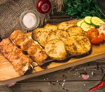 Люля-кебаб из курицы с картофелем на мангале 