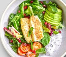 Жареный халуми и авокадо