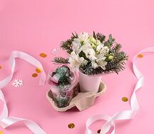 Букет Первая метель в стаканчике и клубника