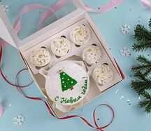 Бенто-торт и капкейки Ёлка