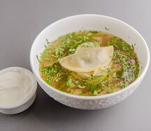 Суп с белыми грибами и трюфельными равиоли