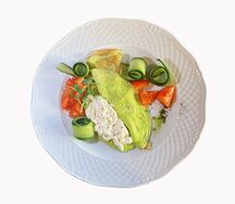 Зелёный омлет с сыром рикотта