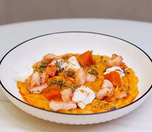Ризони с креветками и тыквой