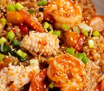 Морепродукты с кисло-сладким соусом