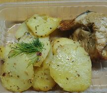 Скумбрия в соусе терияки, запеченная с картофелем