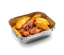 Картофельные дольки с баварскими колбасками