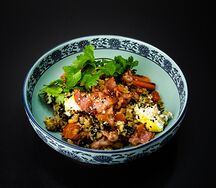 Чесночный рис с беконом