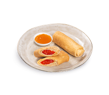 Блинчики с клубникой и топпингом манго