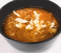 Острый суп с курицей и грибами