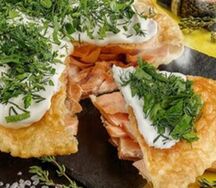 Чебурек-пирог с красной рыбой