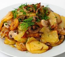 Картофель с грибами по-деревенски