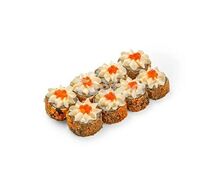 Горячий ролл с лососем в шапке