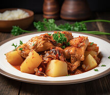 1/2 poulet braisé avec igname bouillie