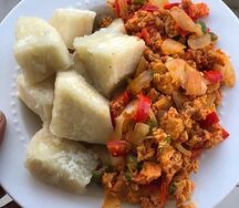 Igname bouilli, omelette