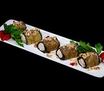 Рулеты из баклажанов с сыром и орехами